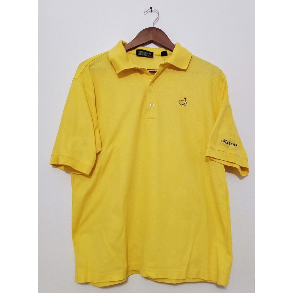 Vintage Masters Golf Polo Shirt Yellow Made in Hong Kong Mens Augusta SZ Med